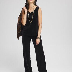 Chicos Travelers Black Velvet Pants NWOT Size 3